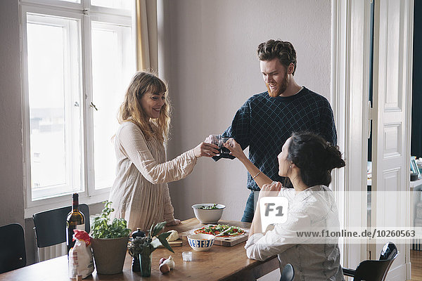 Interior,zu Hause,Mann,Freundschaft,Wein,jung