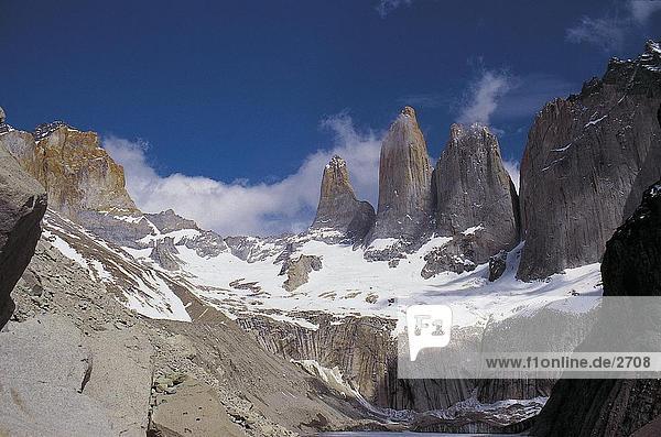 Snow on mountain  Torres del Paine National Park  Patagonia  Chile