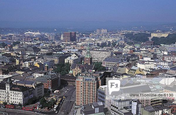 Erhöhte Ansicht der Stadt  Oslo  Norwegen