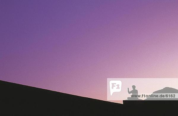 Silhouette des Denkmals  Ram Shah Denkmal  Gorkha  Nepal