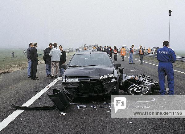Policeman at road accident site  Netherlands