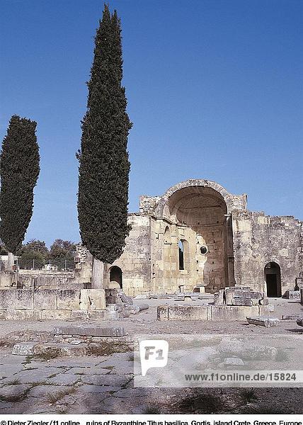 Ruinen der Kirche  Basilika St. Titus  Gortys  Kreta  Griechenland