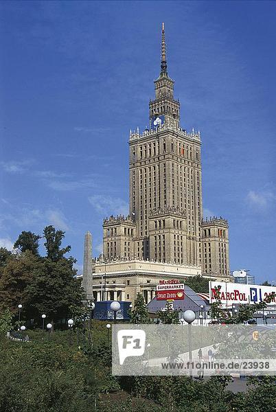 Untersicht des Gebäudes  Palast der Kultur und Wissenschaft  Warschau  Polen