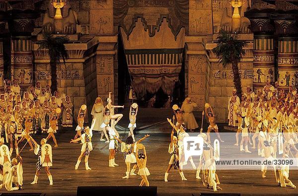 Opera artists performing on stage  Opera Aida  Verona  Italy