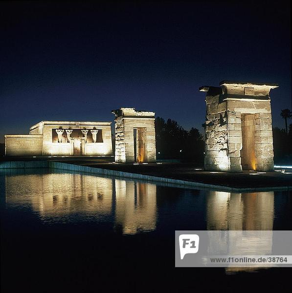 Reflection of temple in water Temple Of Depod Madrid Spain