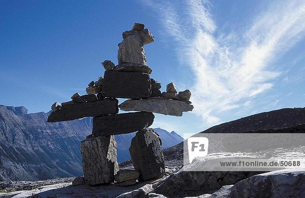 Inukshuk on mountain Whistler Mountain British Columbia Canada