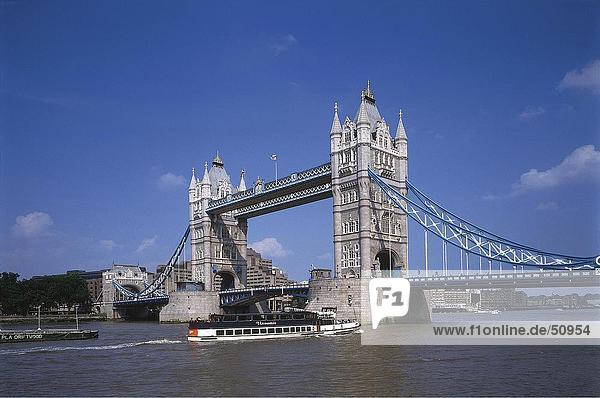 Bridge across river  Tower Bridge  Thames River  London  England
