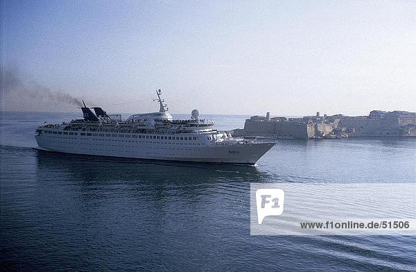 Cruise ship in sea  Grand Harbor  Malta