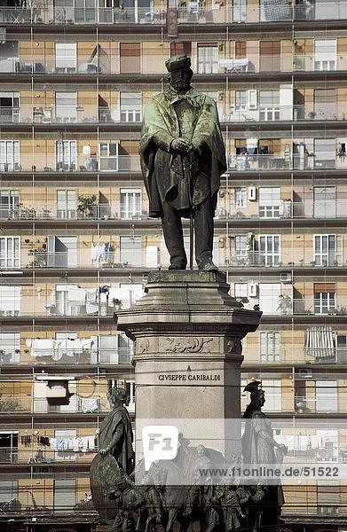Monument of Giuseppe Garibaldi in front of building  Naples  Campania  Italy