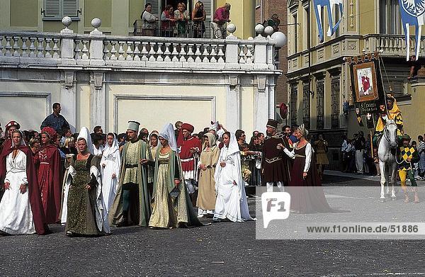 People in costumes during festival  Asti  Piedmont  Italy