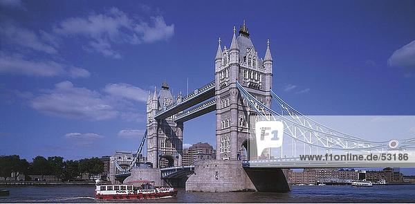 Bridge across river  Tower Bridge  Thames River  London  England