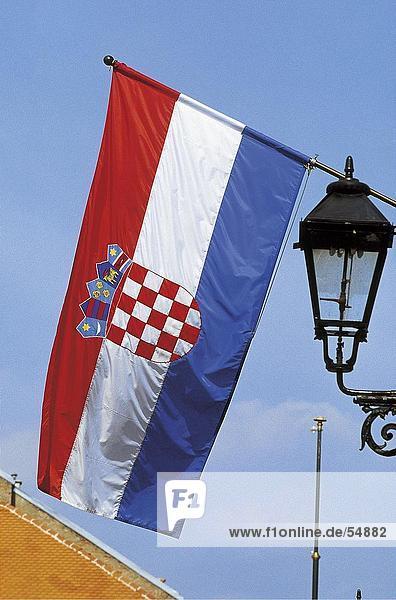 Nahaufnahme der kroatische Flage  Kroatien  Europa