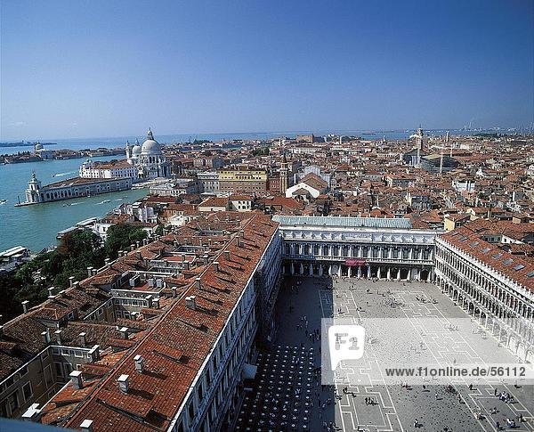 High angle view of town  Venice  Italy