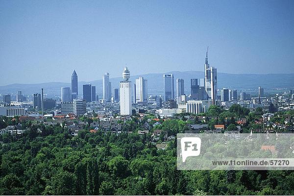 High angle view of trees with city in background  Frankfurt  Taunus Mountains  Hesse  Germany