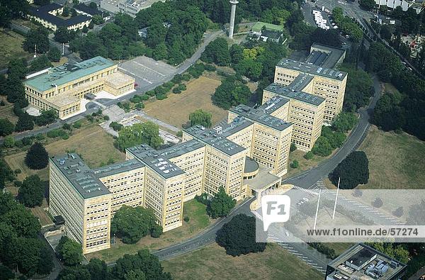 Aerial view of university building  Goethe University Frankfurt  Frankfurt  Hessen  Germany
