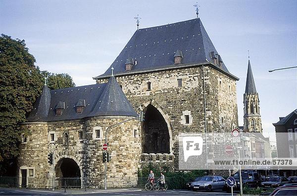 Fortified walls and gate of city  Marschiertor  Achen  North Rhine-Westphalia  Germany