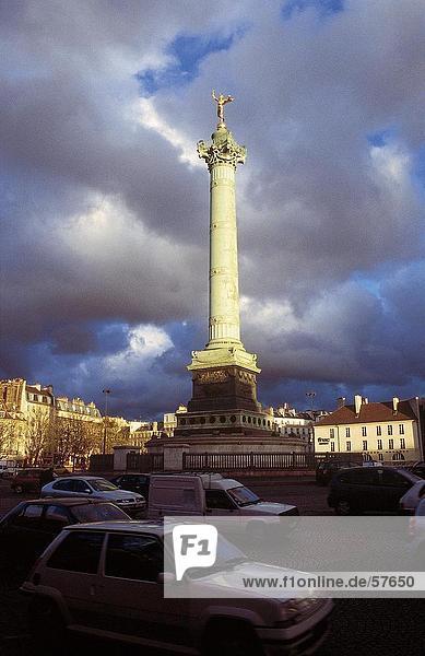 Monument in city  July Column  Place De La Bastille  Paris  Ile-de-France  France