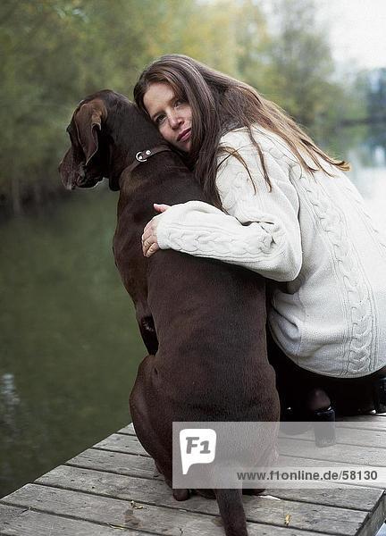 Portrait einer Frau with dog