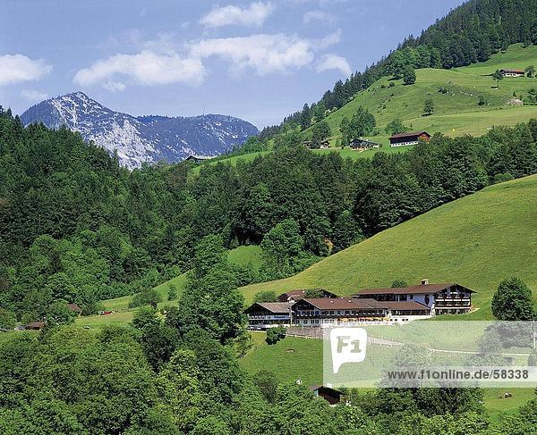 Houses on landscape  Bavaria  Germany