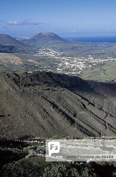 High angle view of mountain range  Canary Islands  Spain  Europe