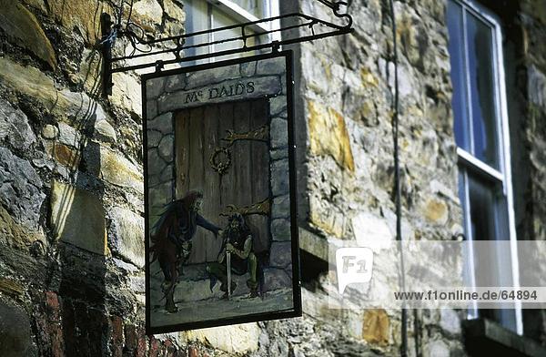 niedrig Zeichen Ansicht Flachwinkelansicht Winkel County Donegal Kneipe Signal