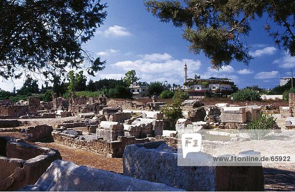 Ruine der Sarkophag in Friedhof  Al-Bass Reifen Nekropole  Tyre  Süd-Libanon  Libanon