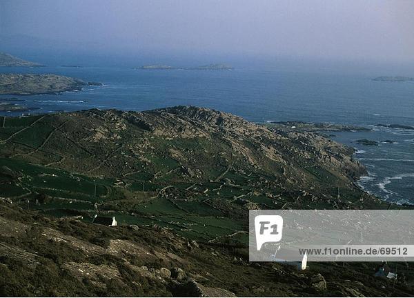 hoch oben Küste Ansicht Flachwinkelansicht Kerry County Winkel Abenddämmerung Iveragh Halbinsel Ring of Kerry