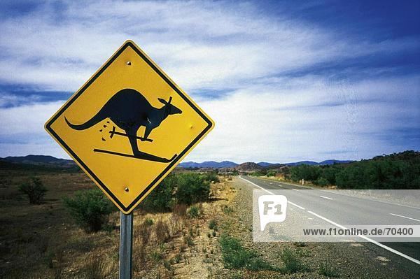 Nahaufnahme der Kangaroo Kreuzung Zeichen