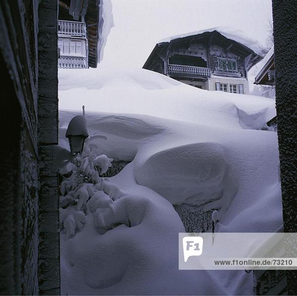 10474653  Dorf  Februar 1999  Goms Biel  Lawine Winter  Schweiz  Europa  schneebedeckten  Schnee  Schnee  Wallis  Winter