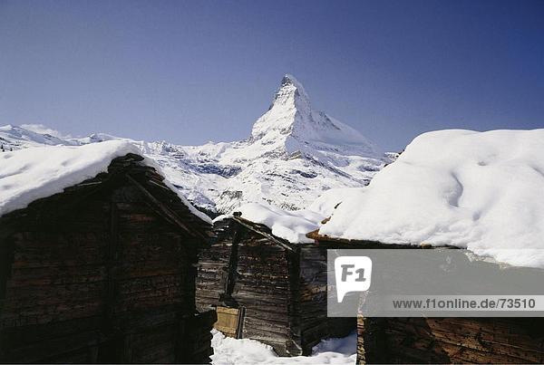 10505122  Findeln  Holzhäuser  Schnee  Wallis  Matterhorn  Sehenswürdigkeit  Berg  Schweiz  Europa  Winter  Schweiz  Euro