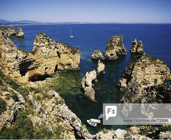 10520891  Algarve  Stein  Klippe  Küste  Lagos  Meer  Ponta da Piedade  Portugal  Überblick