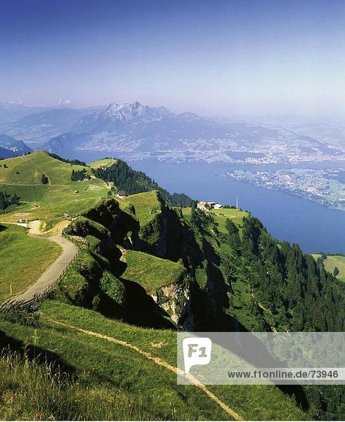 10560746  Ansicht  Landschaft  Luzern  Pilatus  Rigi  Weg  Weg  Panorama  Vierwaldstattersee  Vierwaldstättersee  See  Meer  Schweiz