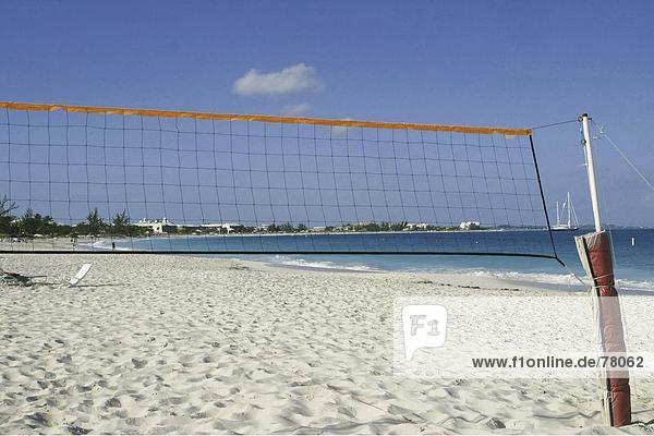 10650225  Strand  Beach-Volleyball  Karibik  Meer  Net  Strand  Strand  Turks- und Caicosinseln