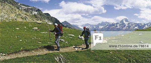 10652247  alpine  Alps  mountains  mountain walking  Bietschhorn  spare time  group  canton Valais  Lotschenpass  panorama  pa