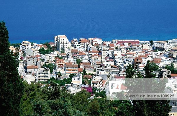 hoch oben Großstadt Kirche Ansicht Flachwinkelansicht Winkel Griechenland Ionische Inseln Zakynthos