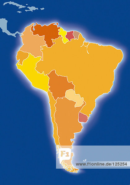 Karte von Südamerika