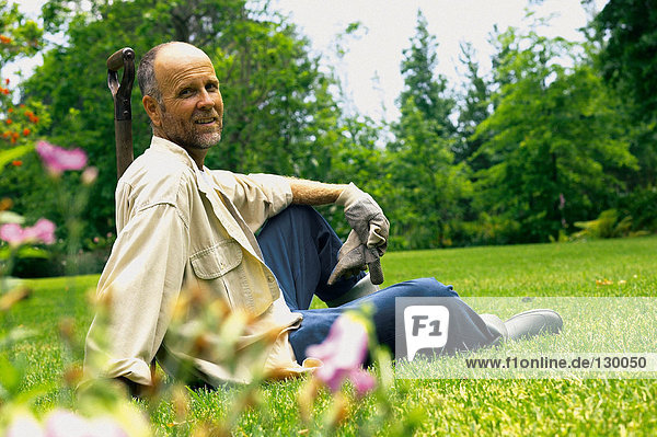 Man sitting on grass