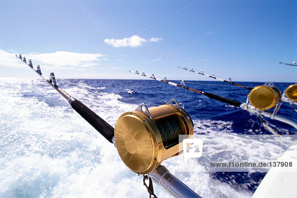 Fishing reels on boat