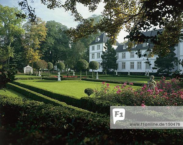 Formal garden in front of castle  Panker  Schleswig-Holstein  Germany