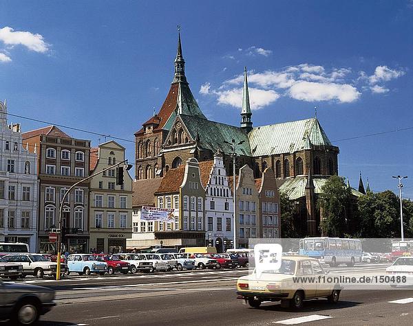 Cars on city road Rostock Germany