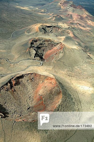 Luftbild von Vulkanlandschaft  Lanzarote  Kanaren  Spanien