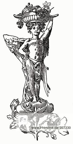 Engel mit Obstschale (Illustration)