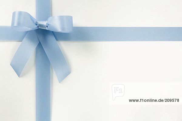 Blue ribbon on gift