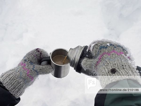 Pouring a warm drink