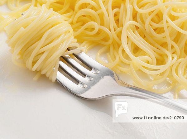 Spaghetti auf einer Gabel