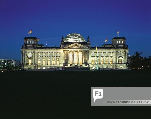 Facade of parliament building  The Reichstag  Berlin  Germany