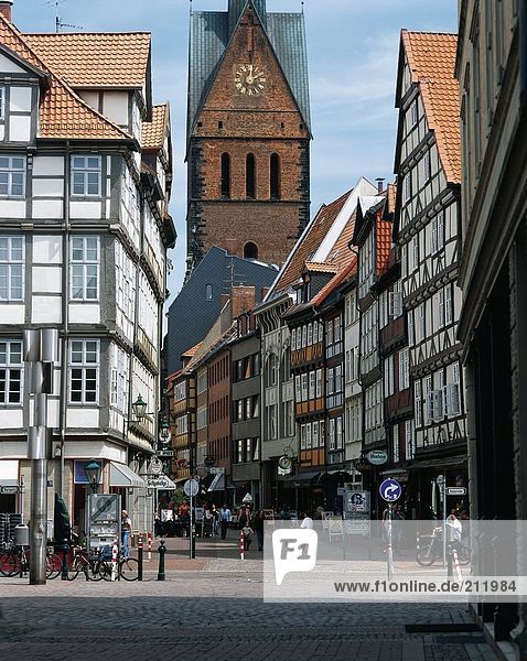 Church and pedestrian area  Kremerstrasse  Hannover  Germany