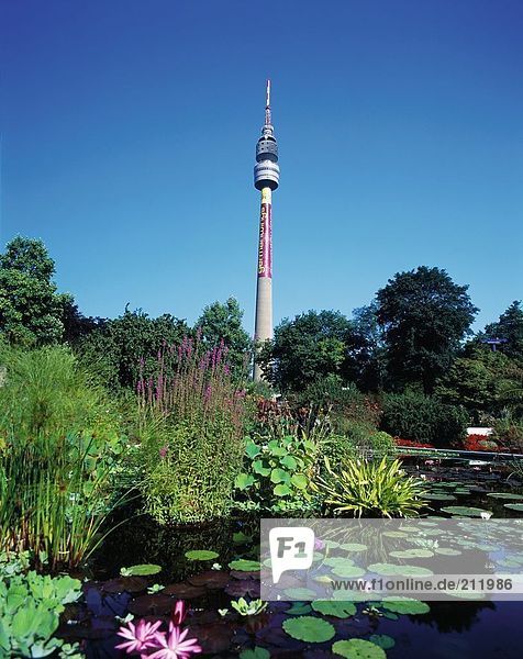 Television tower in park  Florianturm  Westphalian Park  Dortmund  North Rhine-Westphalia  Germany