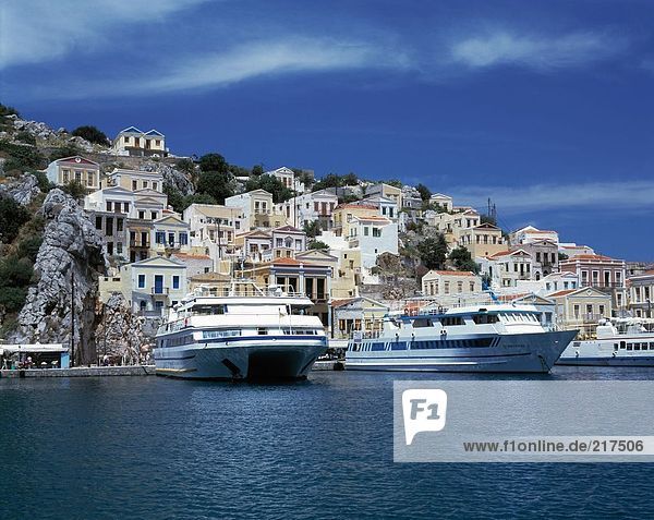 Hafen Gebäude Boot Hintergrund Griechenland