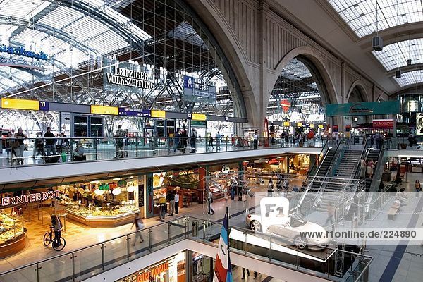Interiors of shopping mall  Leipzig  Saxony  Germany